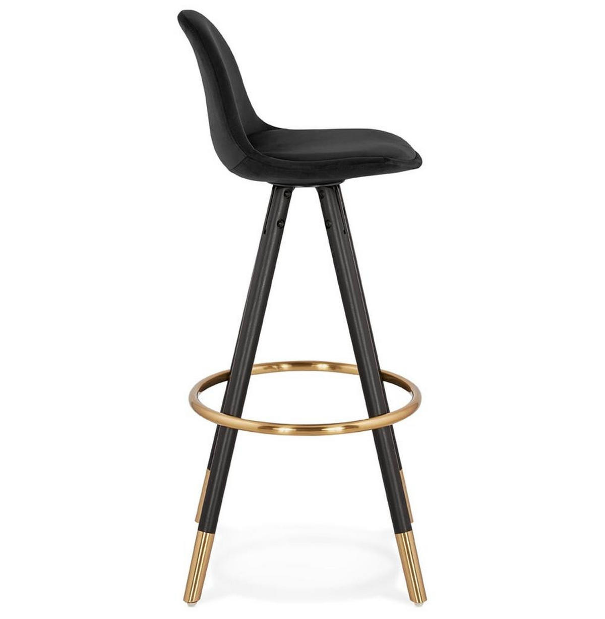 BARHOCKER Samt Holzbeine Sitzhöhe 75cm Eleganter Stil LURALI, Schwarz 41x41x97 cm - Schwarz, Buchenholz/Textil (41/97/41cm) - KADIMA DESIGN