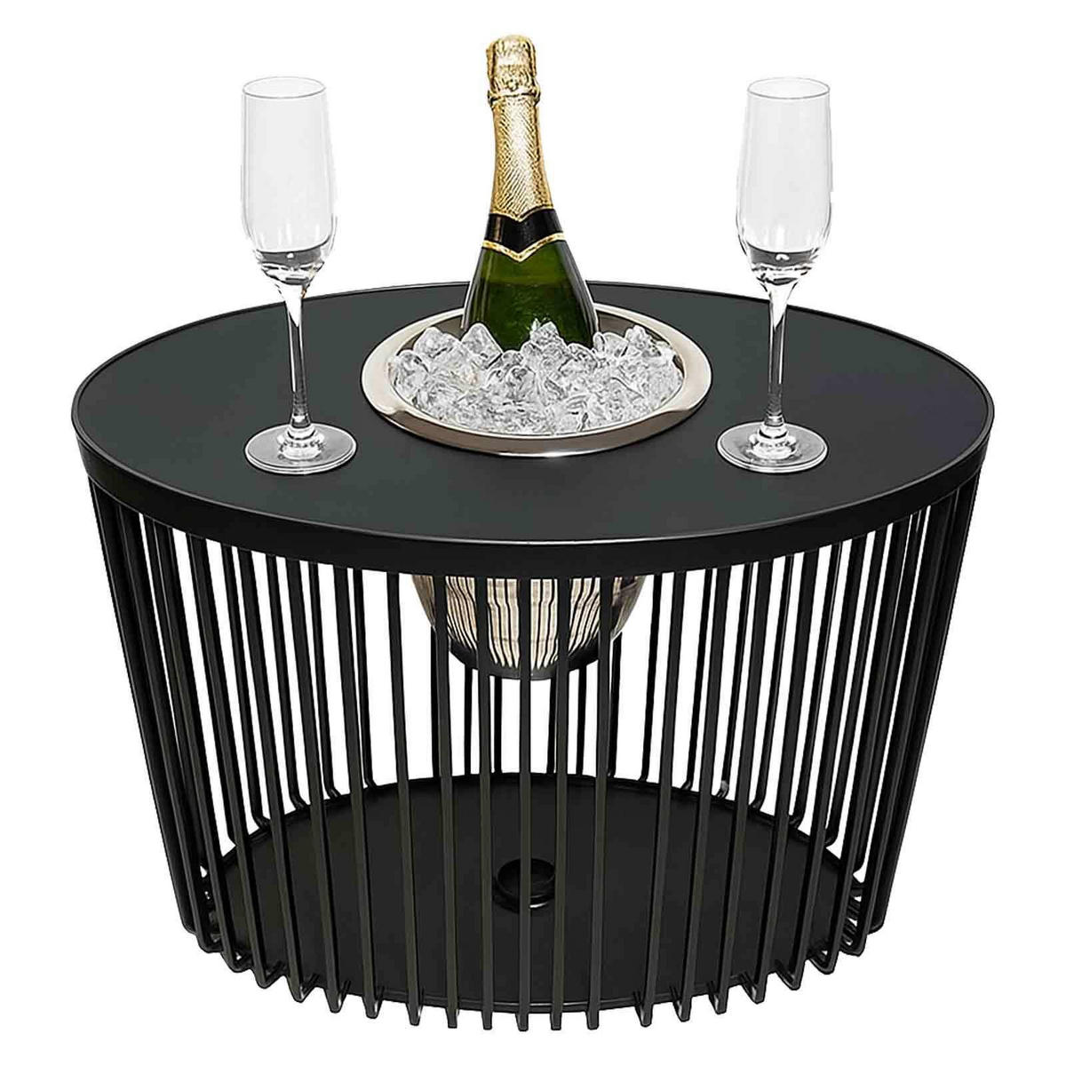 BEISTELLTISCH MIT EDELSTAHL-KÜHLER Stockholm schwarz 46 cm - Schwarz, Kunststoff (57.5/35/46cm) - COOTAB Cooler Table