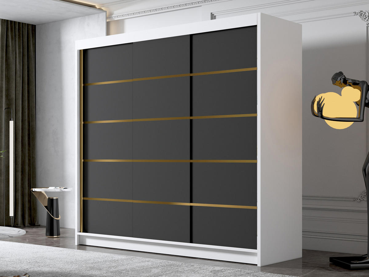 SCHIEBETÜRENSCHRANK Evo VII - Goldfarben/Multicolor, Holzwerkstoff/Metall (200/215/58cm) - MIRJAN24