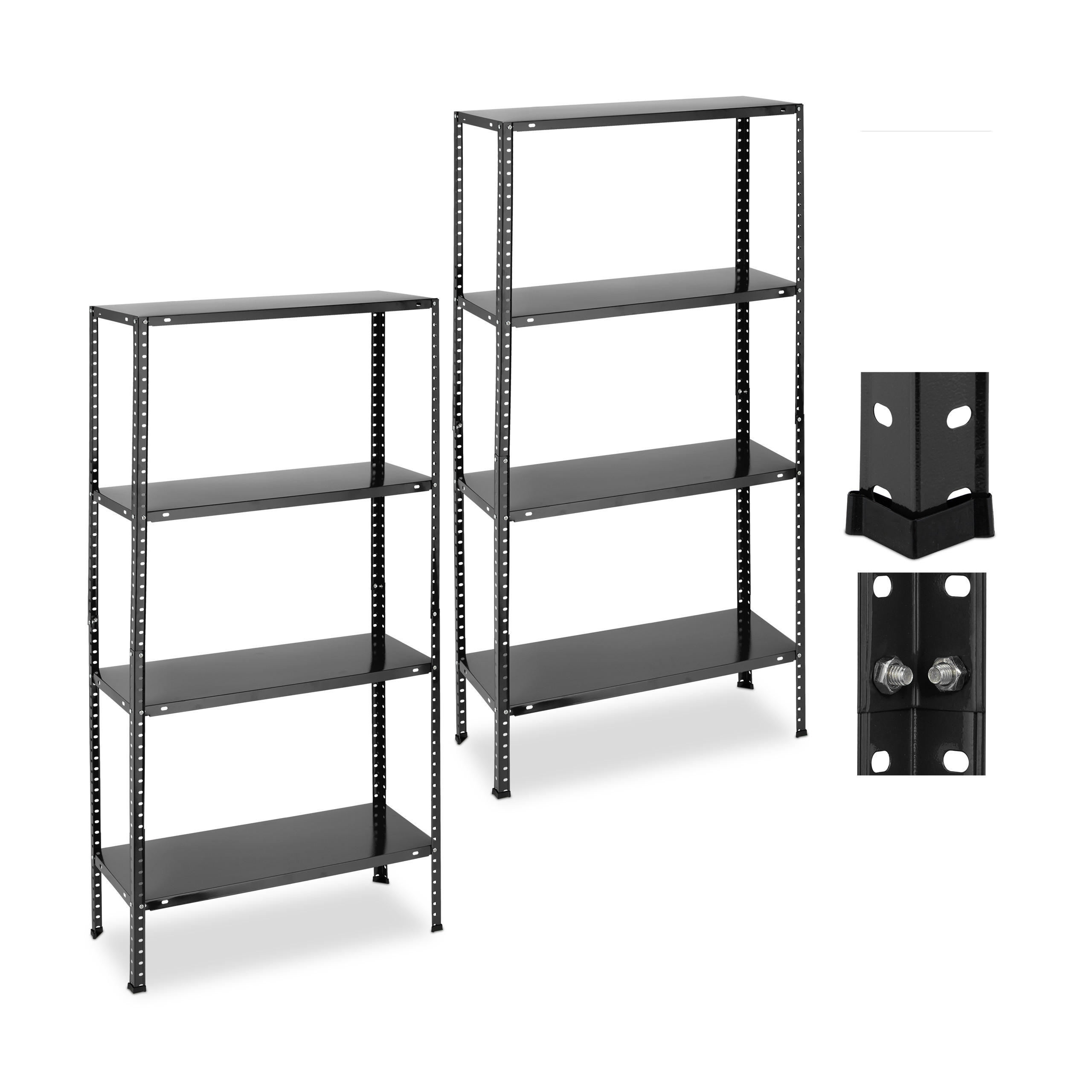 2XSCHWERLASTREGAL - Schwarz, Kunststoff/Metall (75.5/147.5/30.5cm) - Relaxdays