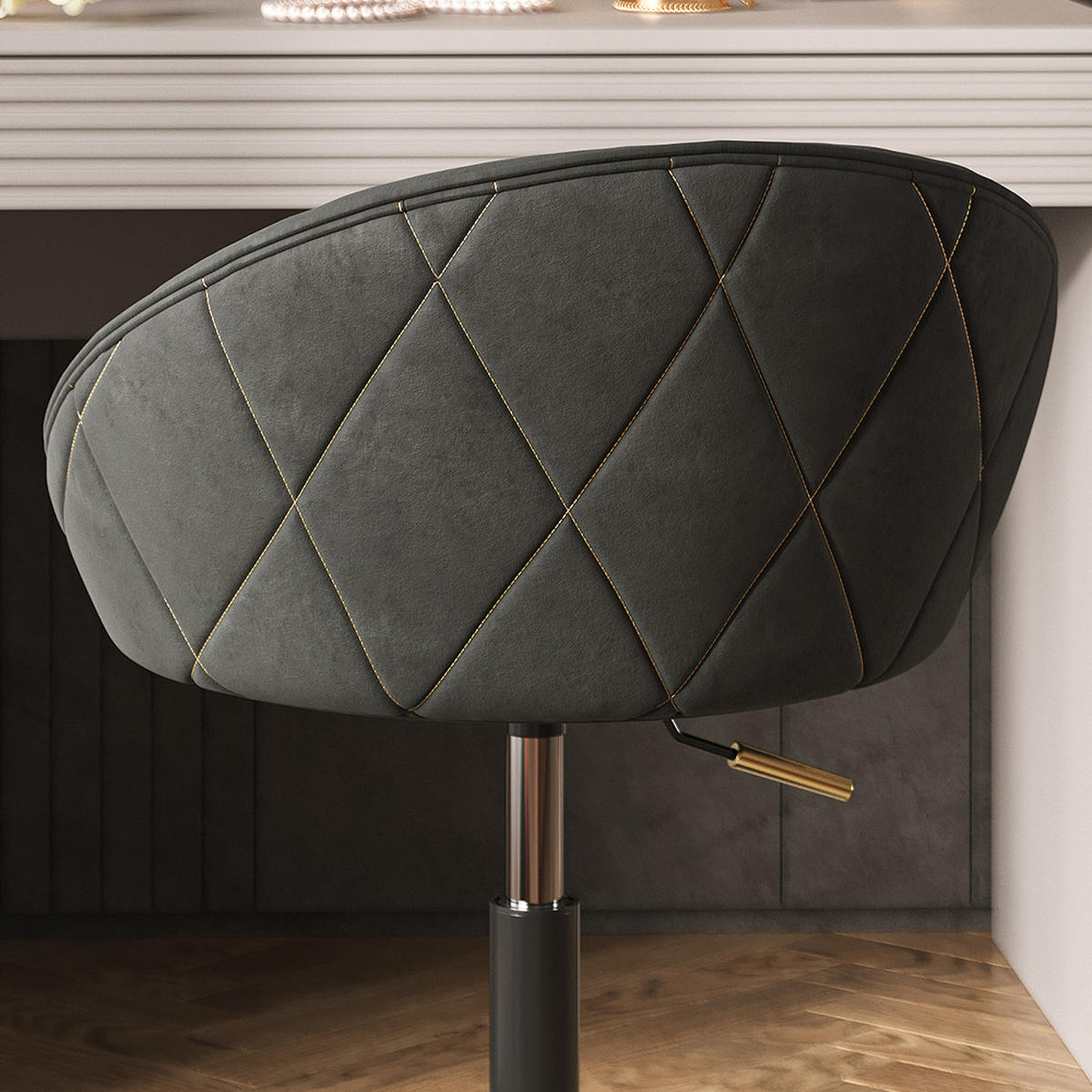 HOCKER Goldamo Anthrazit 45 x 79 cm drehbar 360 Grad - Anthrazit, Textil (45/79/45cm) - Vicco