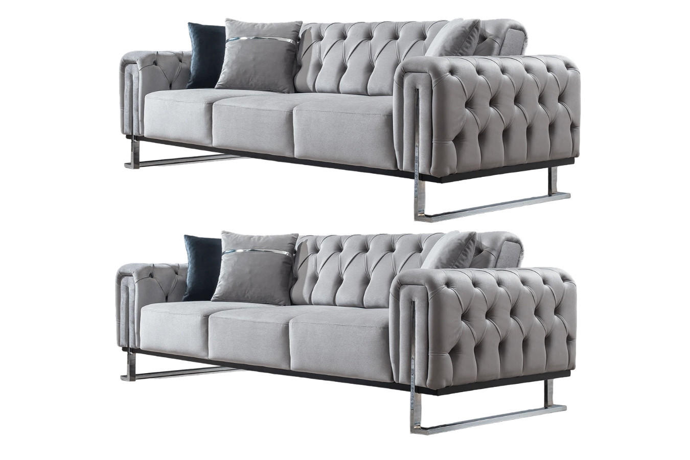 SITZGARNITUR Nova Hellgrau Stellvariante:3+2 - Hellgrau, Holz (230/78/95cm) - Villa Möbel