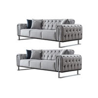 SITZGARNITUR Nova Hellgrau Stellvariante:3+2 - Hellgrau, Holz (230/78/95cm) - Villa Möbel