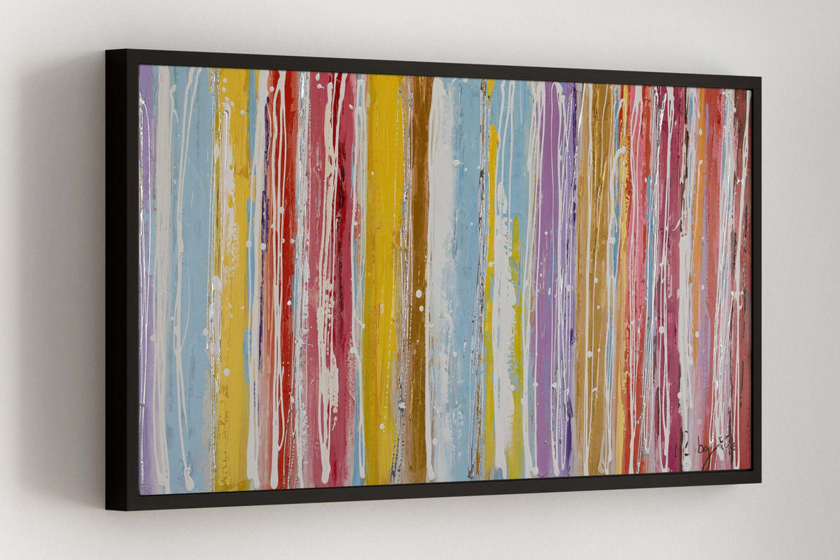 ACRYLBILD HANDGEMALT 120/60 cm - Blau/Gelb, Holz/Textil (120/60cm) - KUNSTLOFT