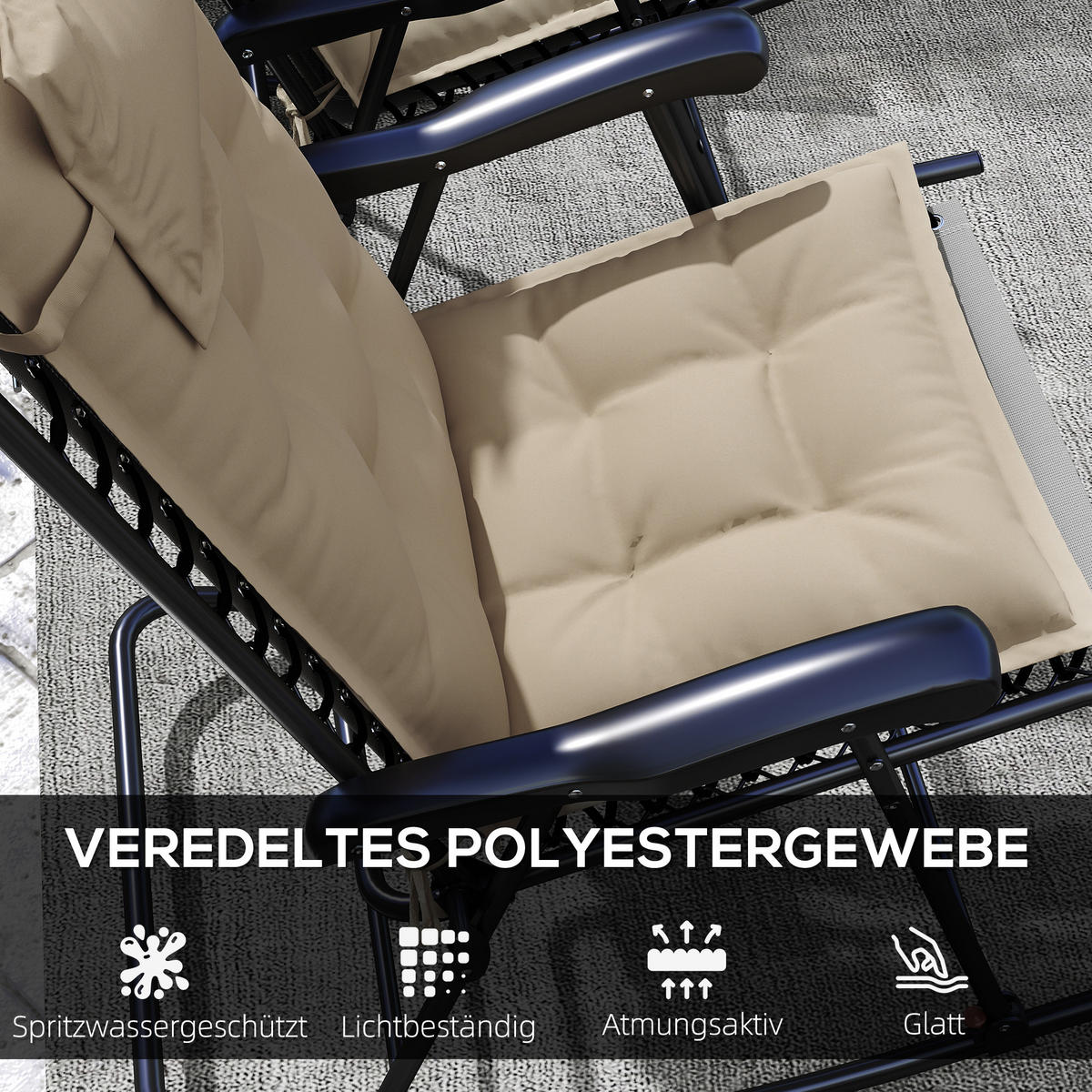 AUFLAGE 2er Set für Sonnenliege - Beige, Kunststoff (50/5/116cm) - Outsunny