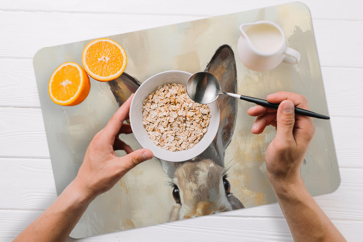 PLATZSETS 6er-Set Hase - Ohren - Braun Unterlage 45x30 cm - Beige, Kunststoff (0.3/45/30cm) - MuchoWow