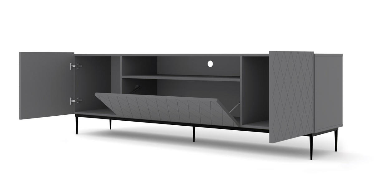 TV LOWBOARD Graphit, Schwarz 193/60/40 - Graphitfarben/Schwarz, Holzwerkstoff (193/60/40cm) - RAUMHIRSCH FURNITURE