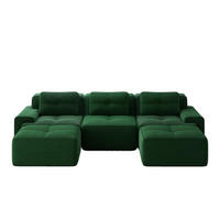 WOHNLANDSCHAFT Grün 293/177/69 cm 3-Sitzer Modular Cordstoff - Grün, Textil (293/69/177cm) - PANGIVO