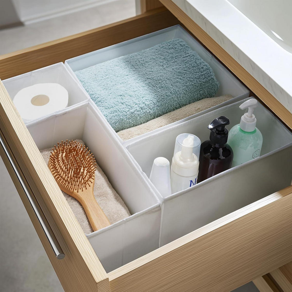 SCHUBLADEN Organizer 6er-Set Weiß - Weiß, Textil (28/13/28cm)