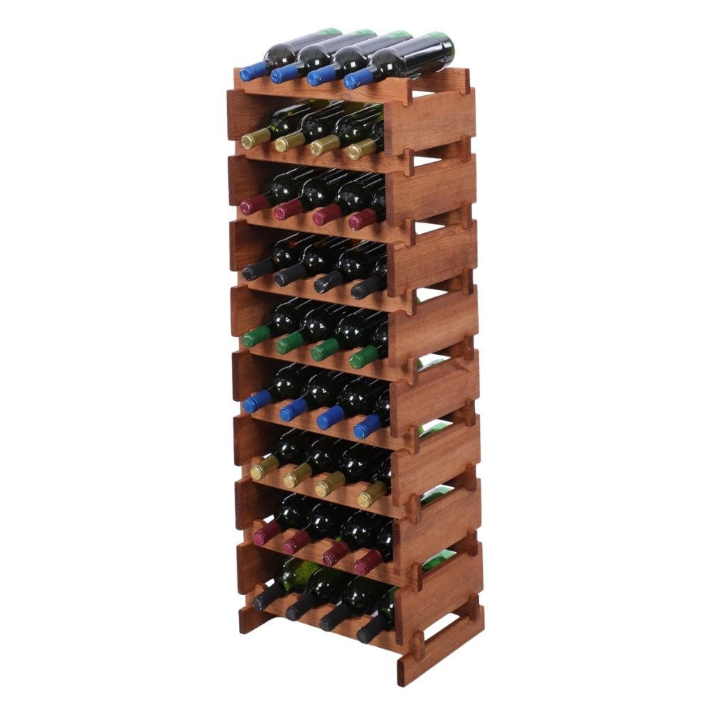 WEINREGAL VINOTECA FLEX PRO HxBxT 121x46x28cm 36 Flaschen auf 9 Ebenen Braun geölt - Braun, Holz (46/121/28cm) - PROREGAL