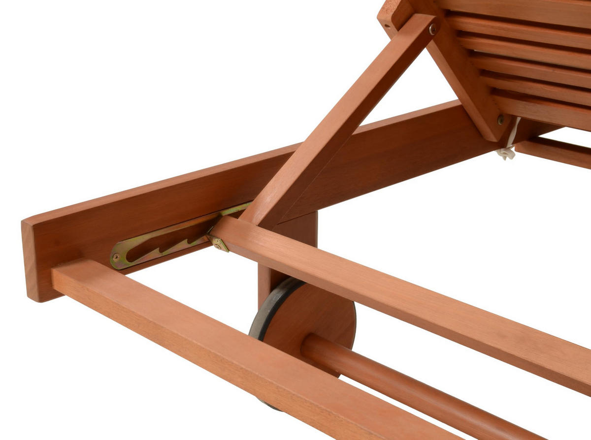 SONNENLIEGE Sano Verstellbar mit Auflage Beige Gartenliege - Beige, Holz (64/89/183cm) - DELUKE