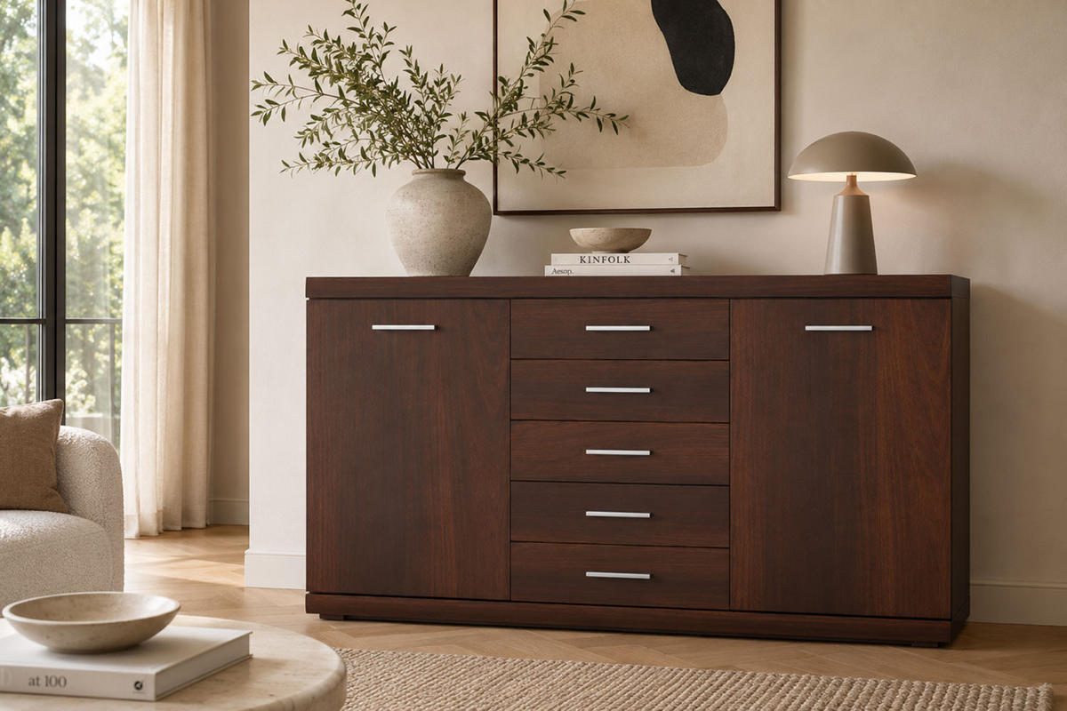 SIDEBOARD Imperial nussbaum imperial 140 cm / 45 cm / 89,5 cm - Braun, Holz/Holzwerkstoff (140/90/45cm) - Feldmann-Wohnen