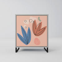 SIDEBOARD PASTEL DESTINY, Grau, 57,5x42x67,5 cm, Schwarze Metall-Rahmenfüße - Multicolor/Schwarz, Holzwerkstoff/Metall (57.5/67.5/42cm) - SpaceRebels