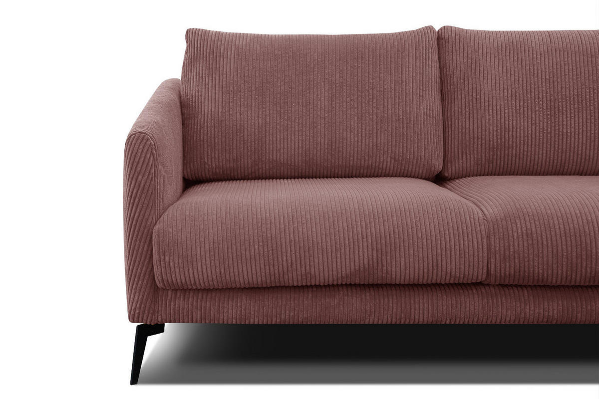 SOFA VILT 3-Sitzer, altrosa - Schwarz/Altrosa, Holzwerkstoff/Kunststoff (202/89/94cm) - Courtois Laville
