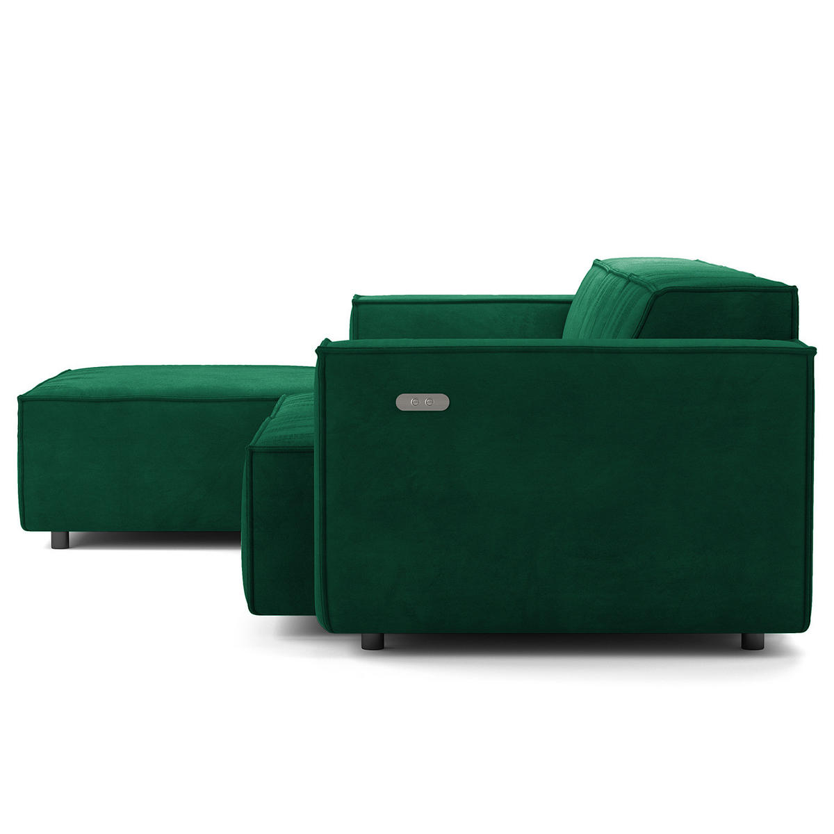 ECKSOFA mit Longchair - Dunkelgrün/Schwarz, Kunststoff/Textil (260/177cm) - home24