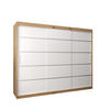 SCHWEBETÜRENSCHRANK 200/250/62 3-türig - Silberfarben/Weiß, Holz/Kunststoff (250/200/62cm) - Abiks Möbel