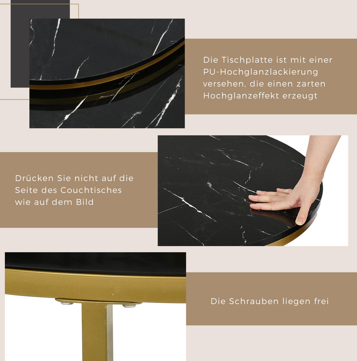 COUCHTISCH aus MDF 70x70x48 & 50x50x43,5 cm in Schwarz mit Nesting-Design - Schwarz, Holzwerkstoff (70/70/48cm) - Modfu