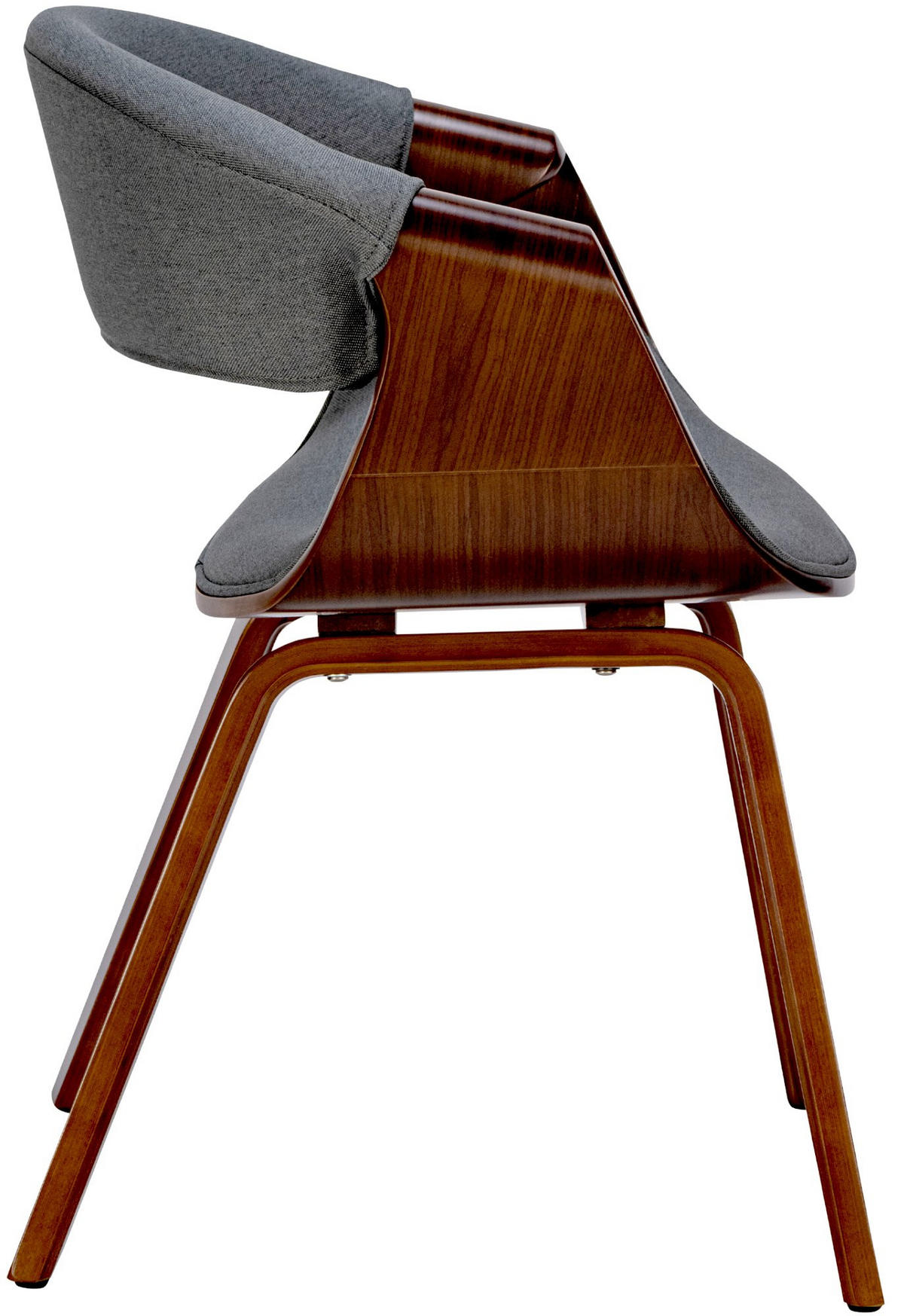 STUHL 2er Set Stoff walnuss/grau - Walnussfarben/Grau, Holz/Textil (62/76/52cm) - CLP