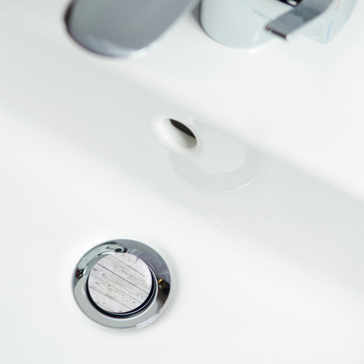 WASCHBECKENSTÖPSEL Timber - Grau, Kunststoff/Metall (4/7/7cm) - Sanilo