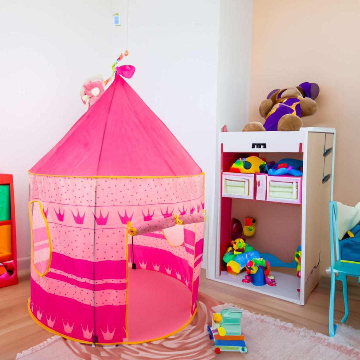 KINDERSPIELZELT 100/128 cm - Pink, Kunststoff (100/100cm) - Intirilife