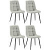STUHL 4er Set Samt Grau - Schwarz/Grau, Textil/Metall (45/84/55cm) - CLP