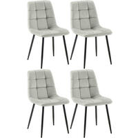 STUHL 4er Set Samt Grau - Schwarz/Grau, Textil/Metall (45/84/55cm) - CLP
