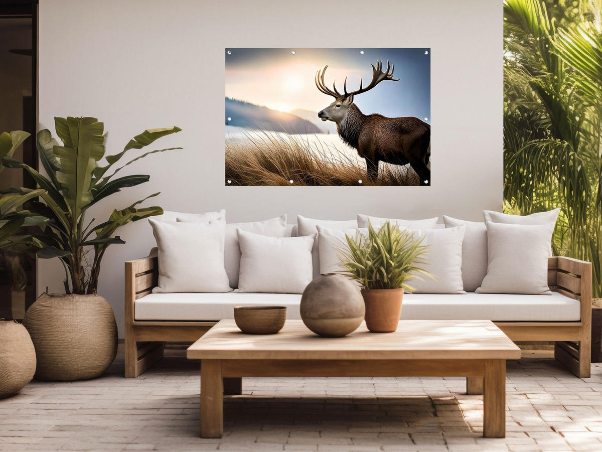 GARTEN-POSTER 120x80 cm Hirsch - Beige, Kunststoff (120/80/2cm) - artissimo