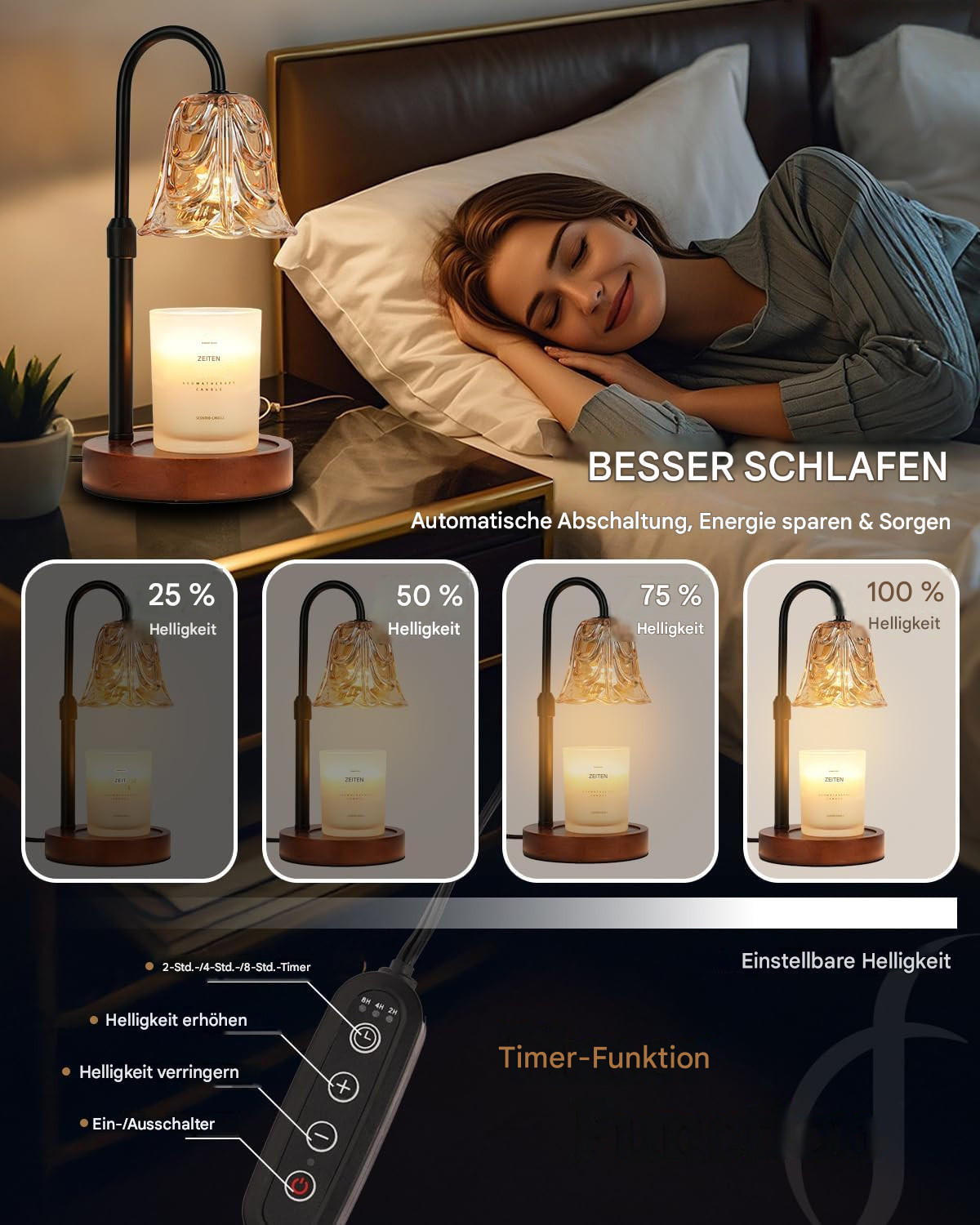 TISCHLEUCHTE Kerzenwärmer Mit Timer - Orange, Metall (14/14/25cm) - Authentics
