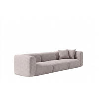 SOFA 3-Sitzer, Chenille-Stoff Cremona, Hellgrau, GRETA - Hellgrau, Holz (319/70/89cm) - Kaiser Möbel