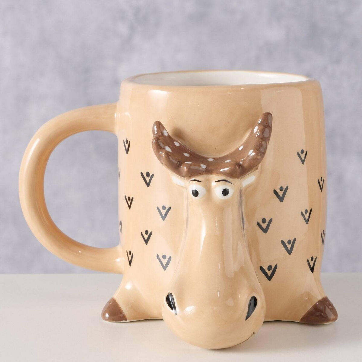 BECHER Elch Moosy 440 ml - Beige, Stein (440L) - Boltze Home