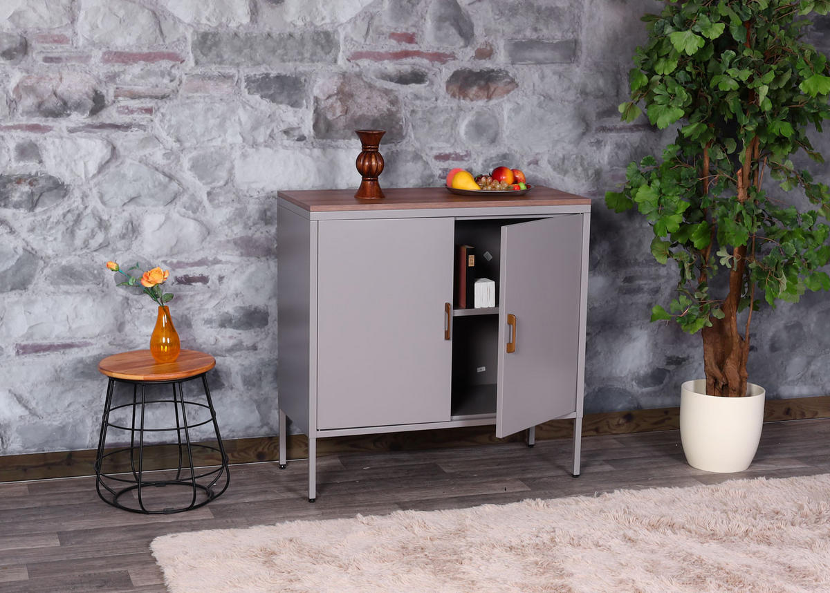 KOMMODE -2 Grau - Grau, Metall (90/90/40cm) - MCW