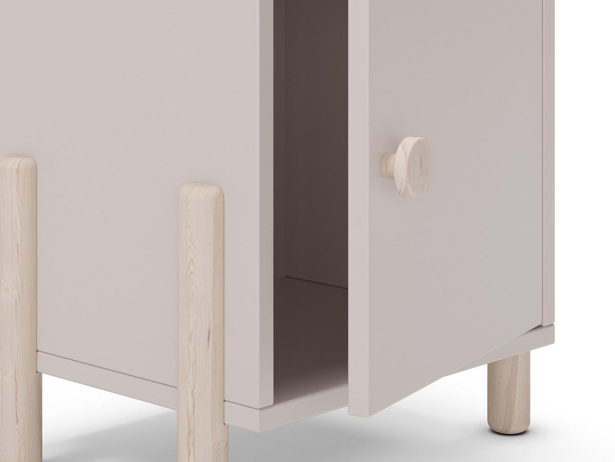 NACHTTISCH 1 Tür H47 cm 30/39.4/47 cm - Beige, Holz (30/47/39.4cm) - Calicosy