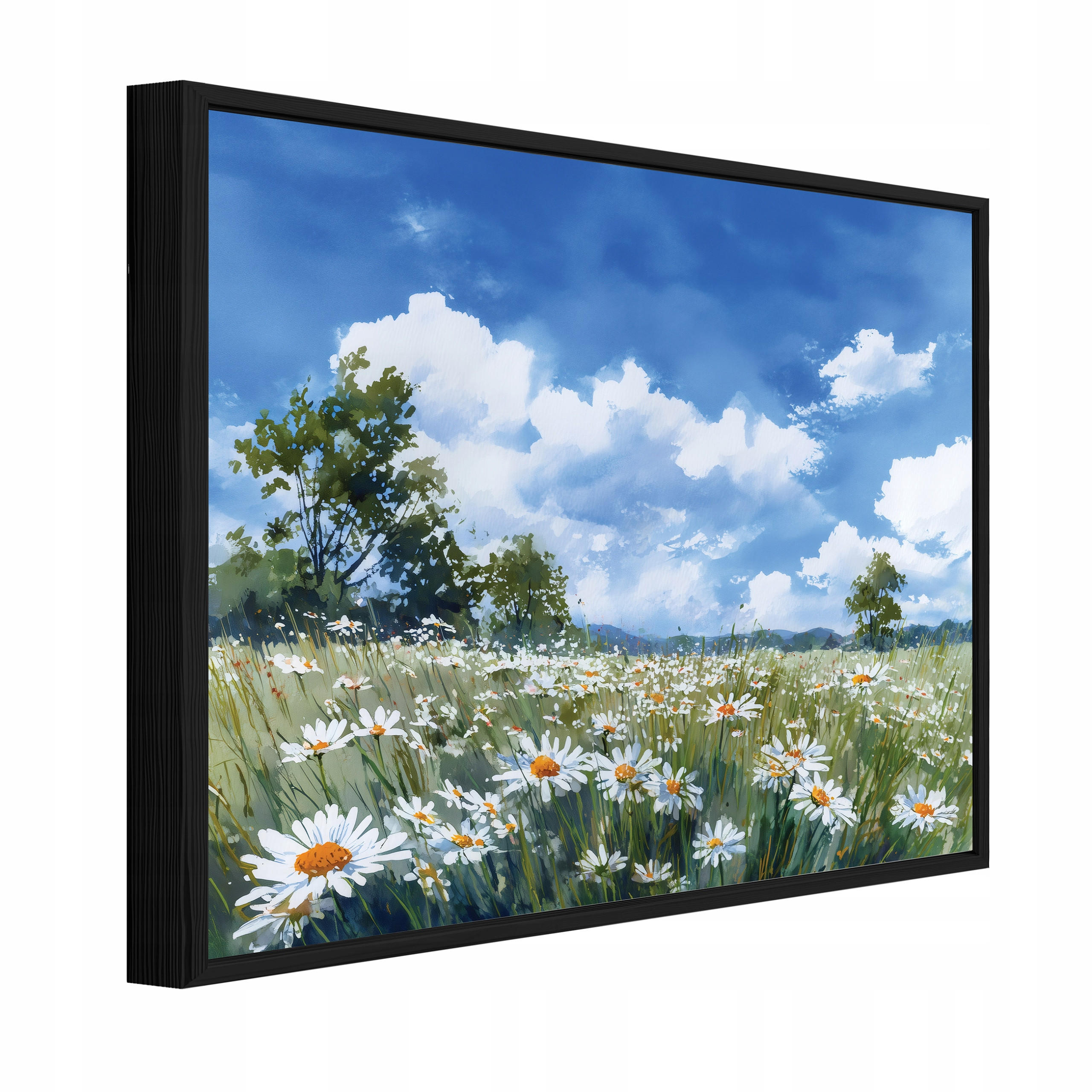 Wallarena ZARÁMOVANÉ obrazy květiny louka modrá 120x80 cm