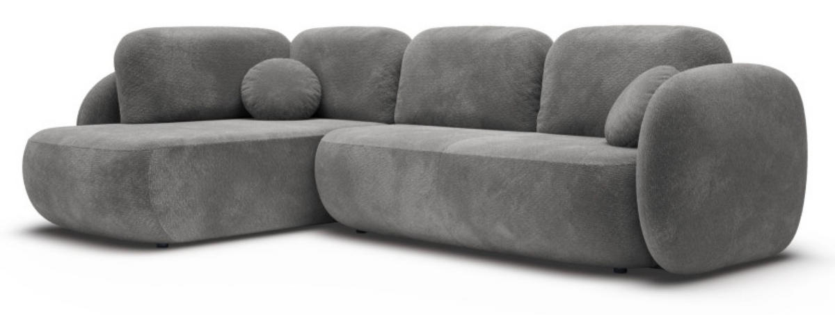ECKSOFA Dunkelgrau OLIVIO II Ausziehbar Links - Dunkelgrau/Grau, Textil (289/190cm) - Sepro Meble