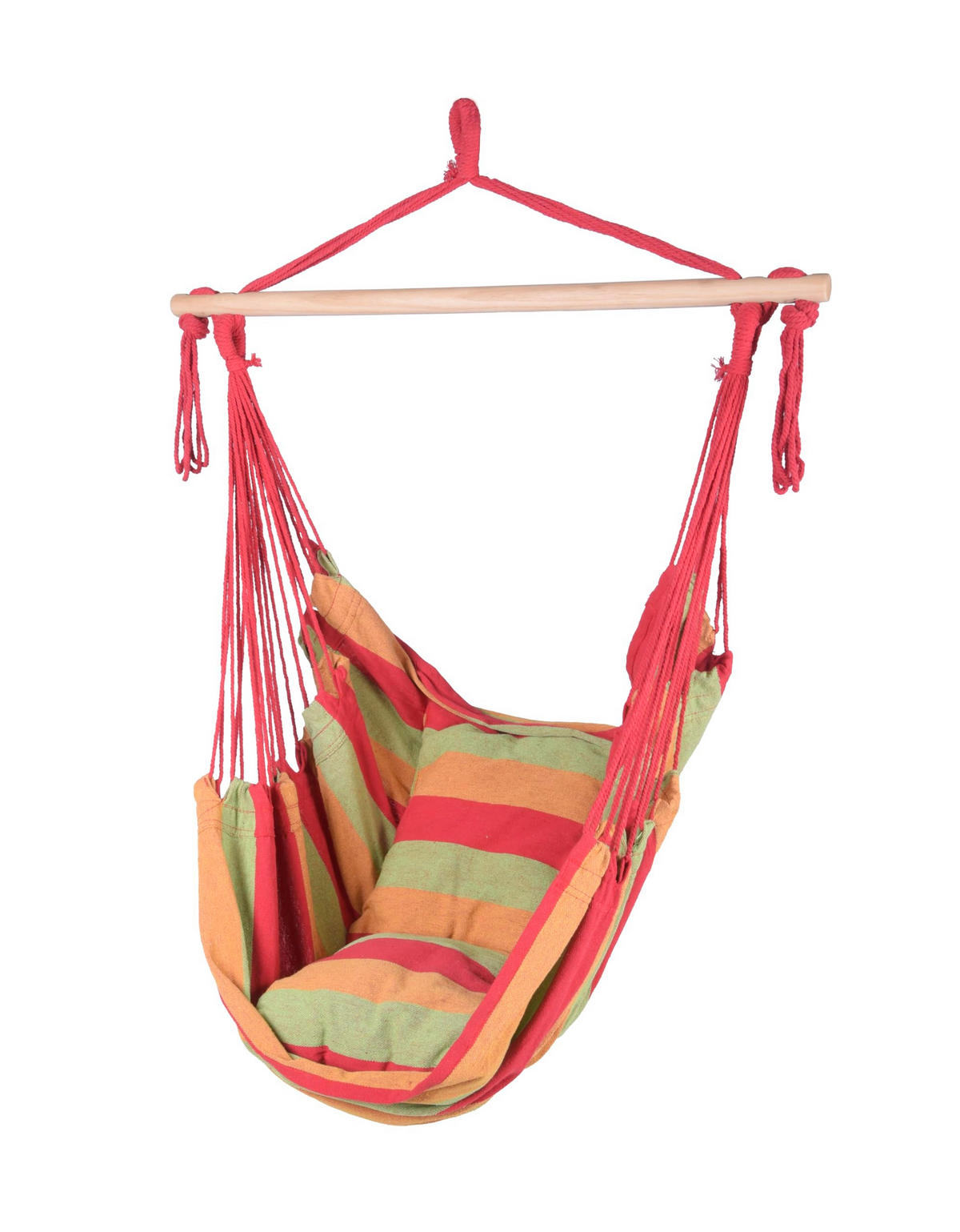 HÄNGESESSEL Mainz mit 2 Kissen Rot Hängesitz - Rot, Holz (90/120/65cm) - DELUKE