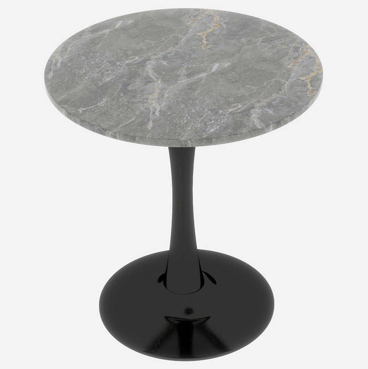 KONFERENČNÍ stolek 70/70/72 cm černo-šedý z umělého mramoru v minimalistickém stylu - šedá, kámen (70/70/72cm) - OKWISH