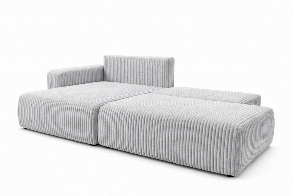 ECKSOFA Mit Schlaffunktion Und Bettkasten, Cordstoff Tilia, Grau, Links, OPEN XL - Grau, Holz (262/145cm) - Kaiser Möbel