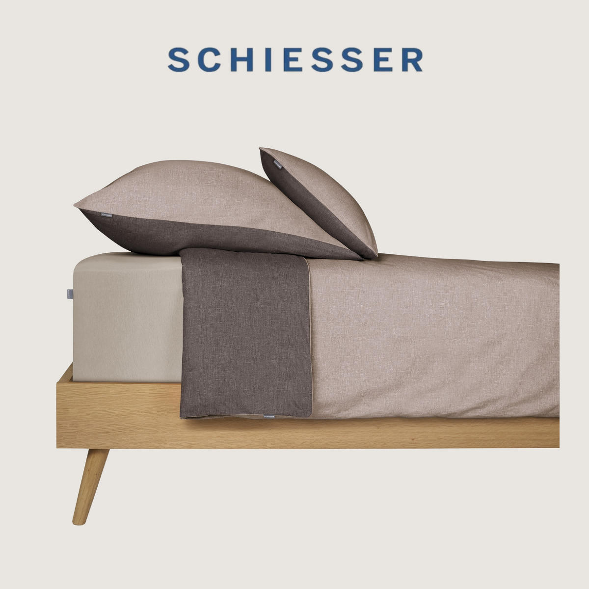 BETTWÄSCHESET Doubleface - Renforcé - 2-teilig - 155 x 220 cm - Taupe-Dunkelgrau - Dunkelgrau, Textil (155/220cm) - SCHIESSER