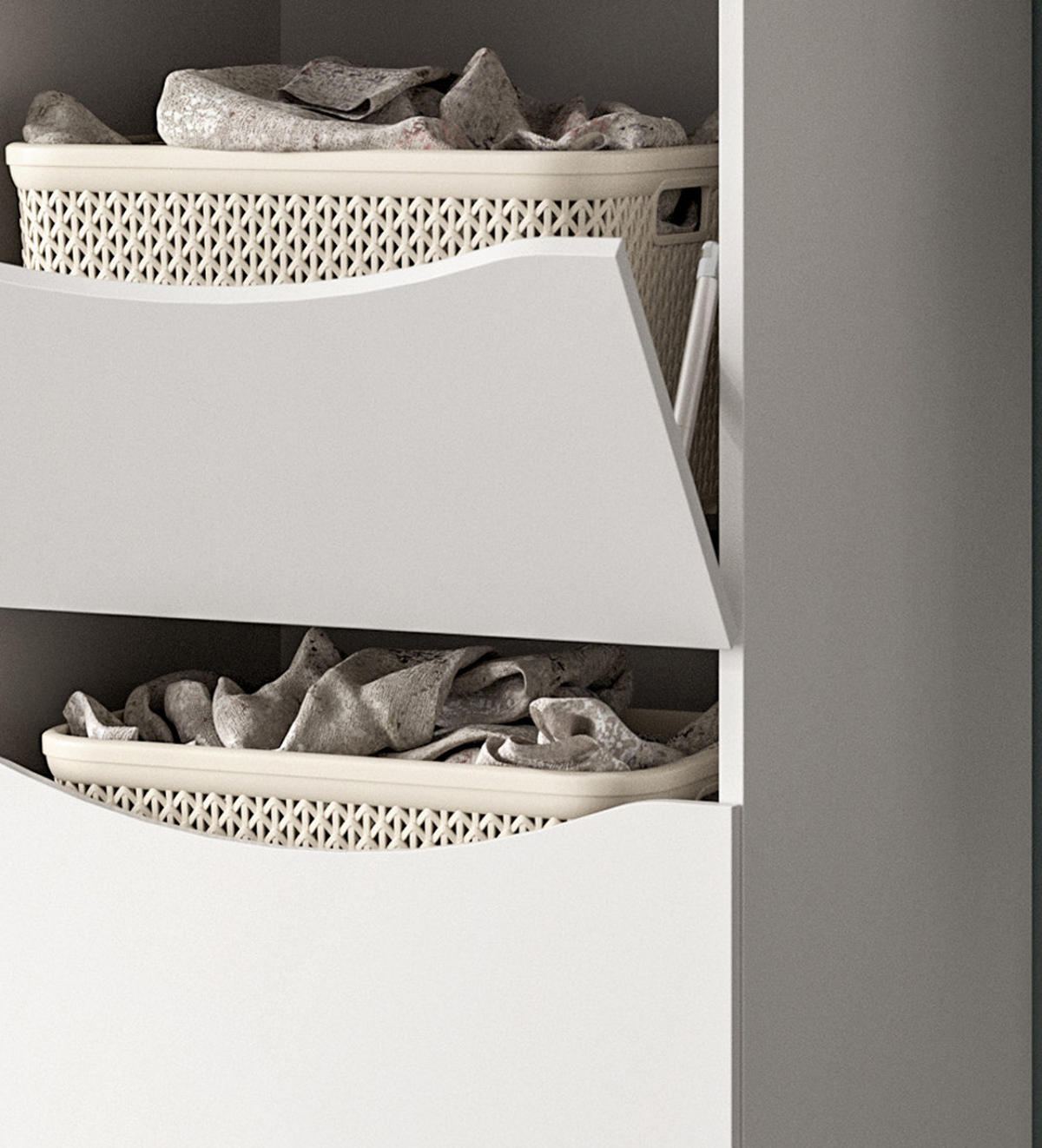 WASCHMASCHINENSCHRANK weiß Set 3-teilig, Waschmaschinenumbau 192 cm mit viel Stauraum - Silberfarben/Weiß, Glas/Holzwerkstoff (192/196/68cm) - Inn.Furn