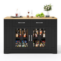 KÜCHENINSEL 120/92/40(65) cm Schwarz/Natur aus MDF mit Klapptisch - Schwarz, Holzwerkstoff (65/92/120cm) - OKMYHOME