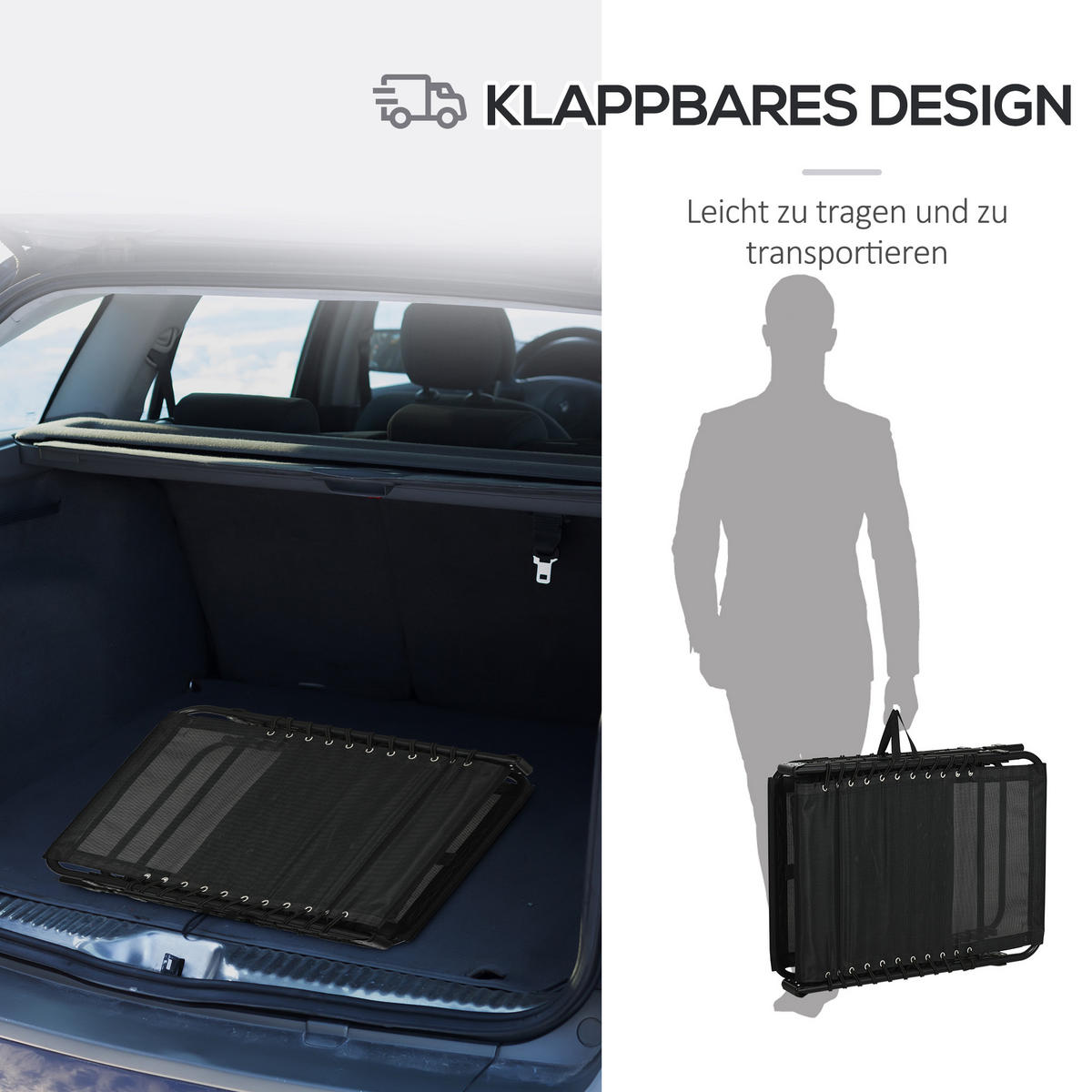 SONNENLIEGE, Hellgrau, Stahl, Polyester - Hellgrau, Metall (189/32.5/58cm) - Outsunny