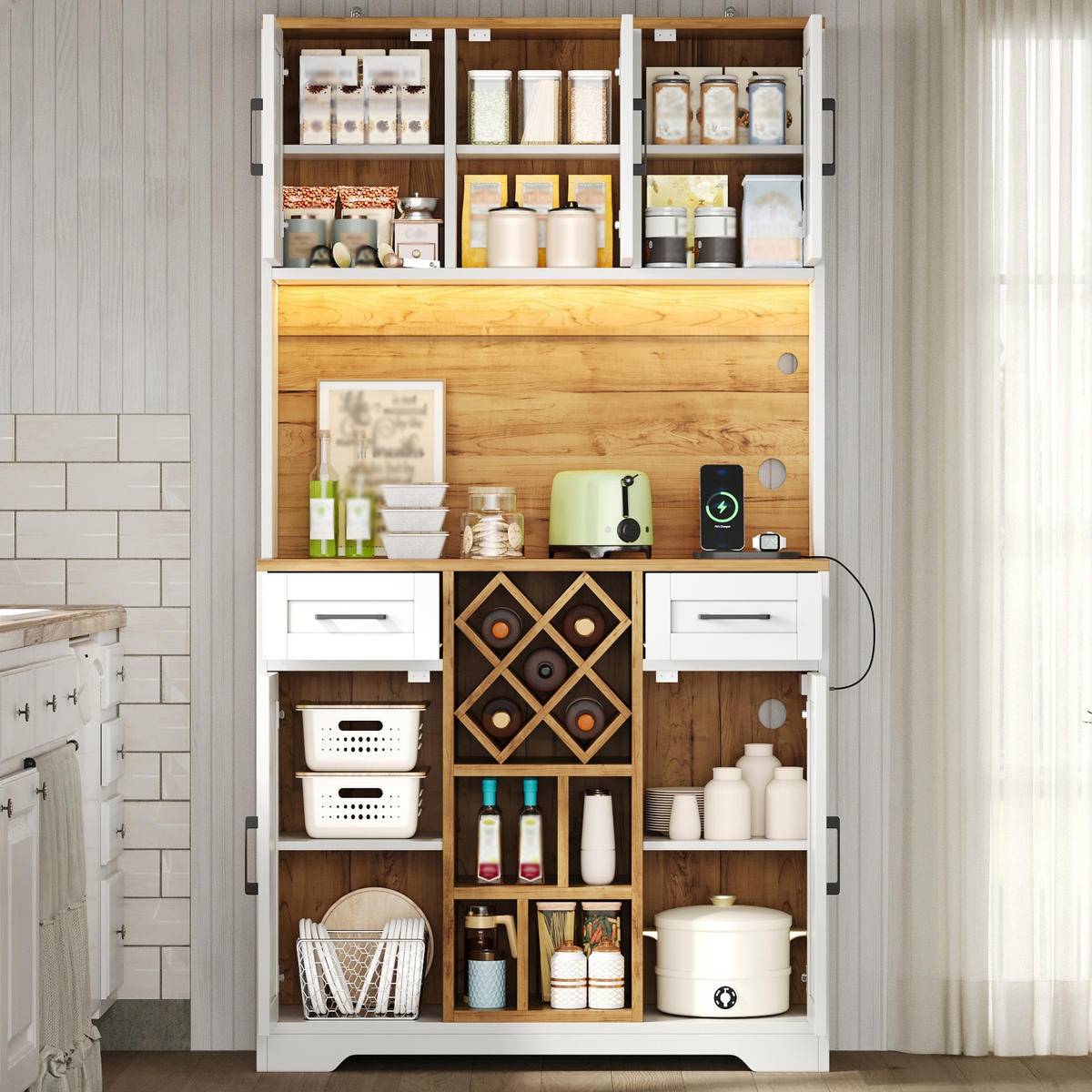 GESCHIRRSCHRANK Naturfarben 105/40/180 - Naturfarben, Holzwerkstoff (105/180/40cm)