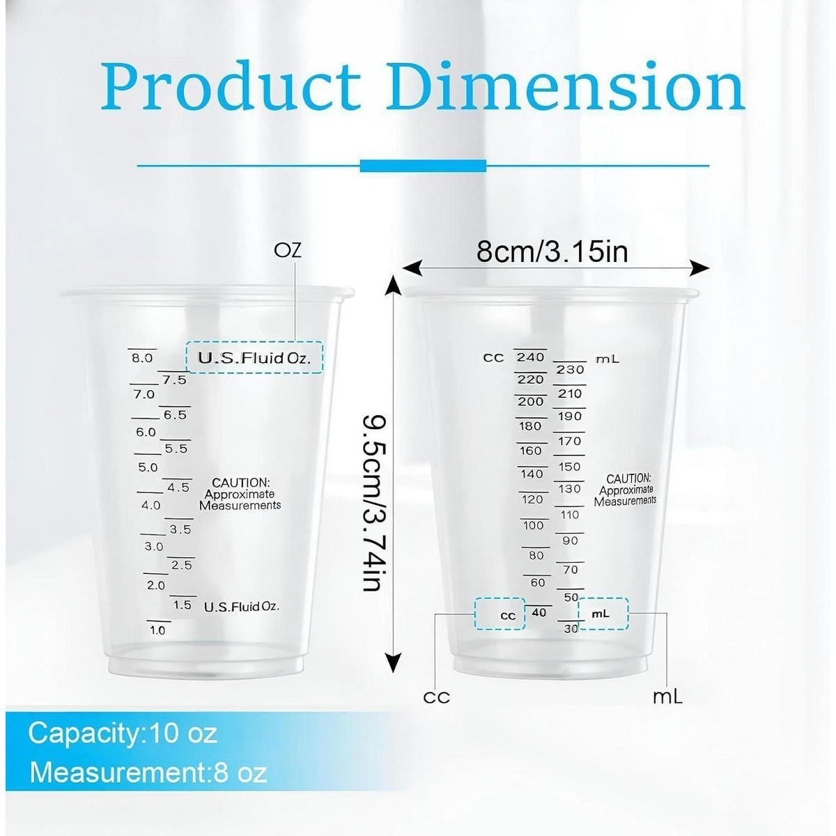 MESSBECHER Set 80 Stück 240 ml mit Skala - Transparent, Kunststoff (0.24L)