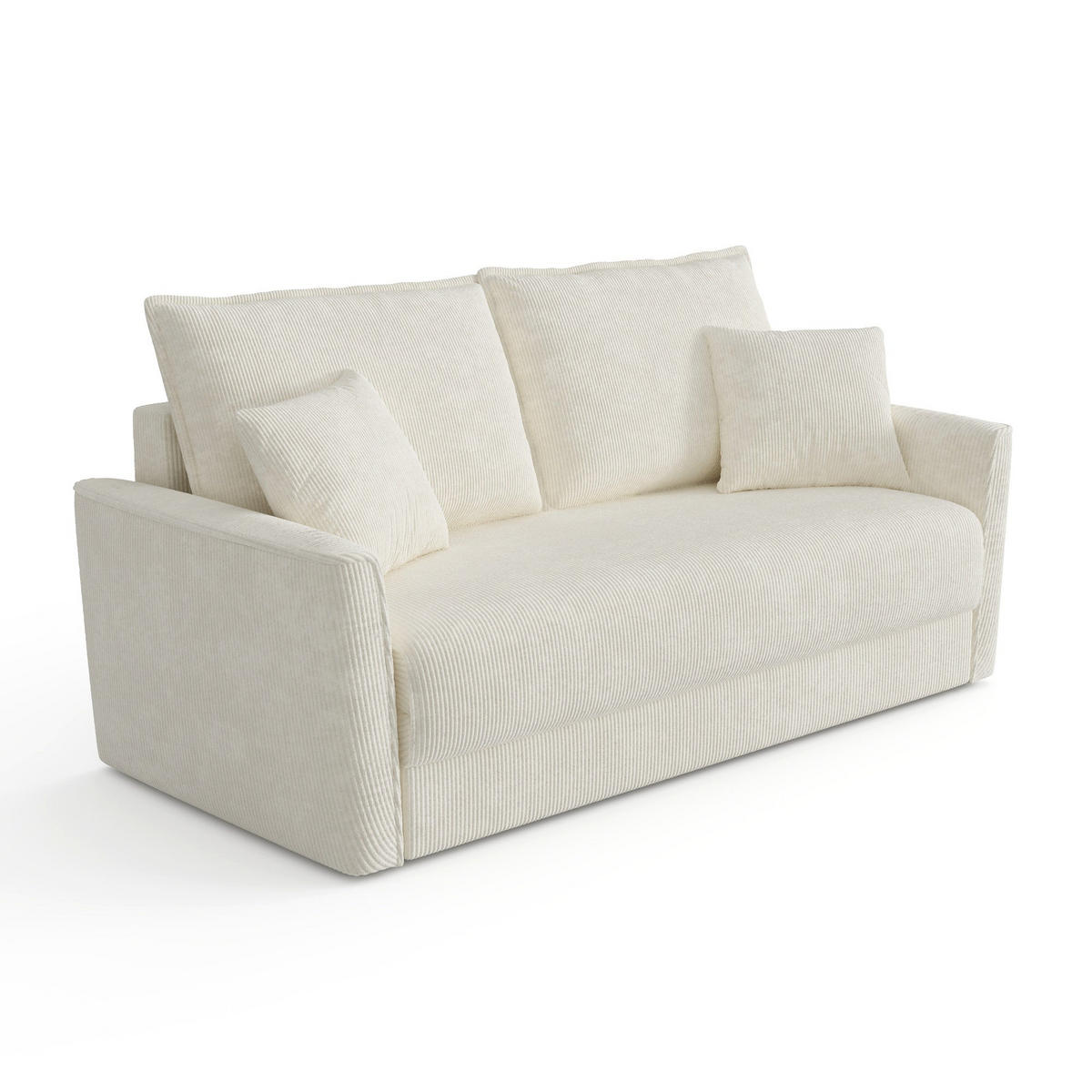 SCHLAFSOFA GERADE Gerippter Samt Creme 180cm - Creme, Textil (180/97/93.5cm) - Sia Home