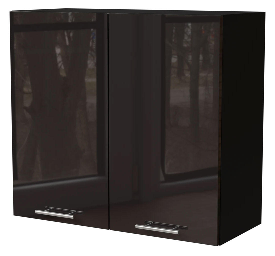 Feldmann-Wohnen Küchenhängeschrank Schwarz Hochglanz, Schwarz 80x72x32.5 cm