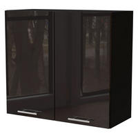 KÜCHENHÄNGESCHRANK Essen W3/80 Schwarz Hochglanz / Schwarz Matt 80 / 32,5 / 72cm - Schwarz Hochglanz/Schwarz, Holz/Holzwerkstoff (80/72/32.5cm) - Feldmann-Wohnen