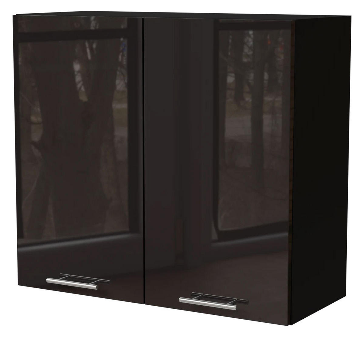 KÜCHENHÄNGESCHRANK Essen W3/80 Schwarz Hochglanz / Schwarz Matt 80 / 32,5 / 72cm - Schwarz Hochglanz/Schwarz, Holz/Holzwerkstoff (80/72/32.5cm) - Feldmann-Wohnen