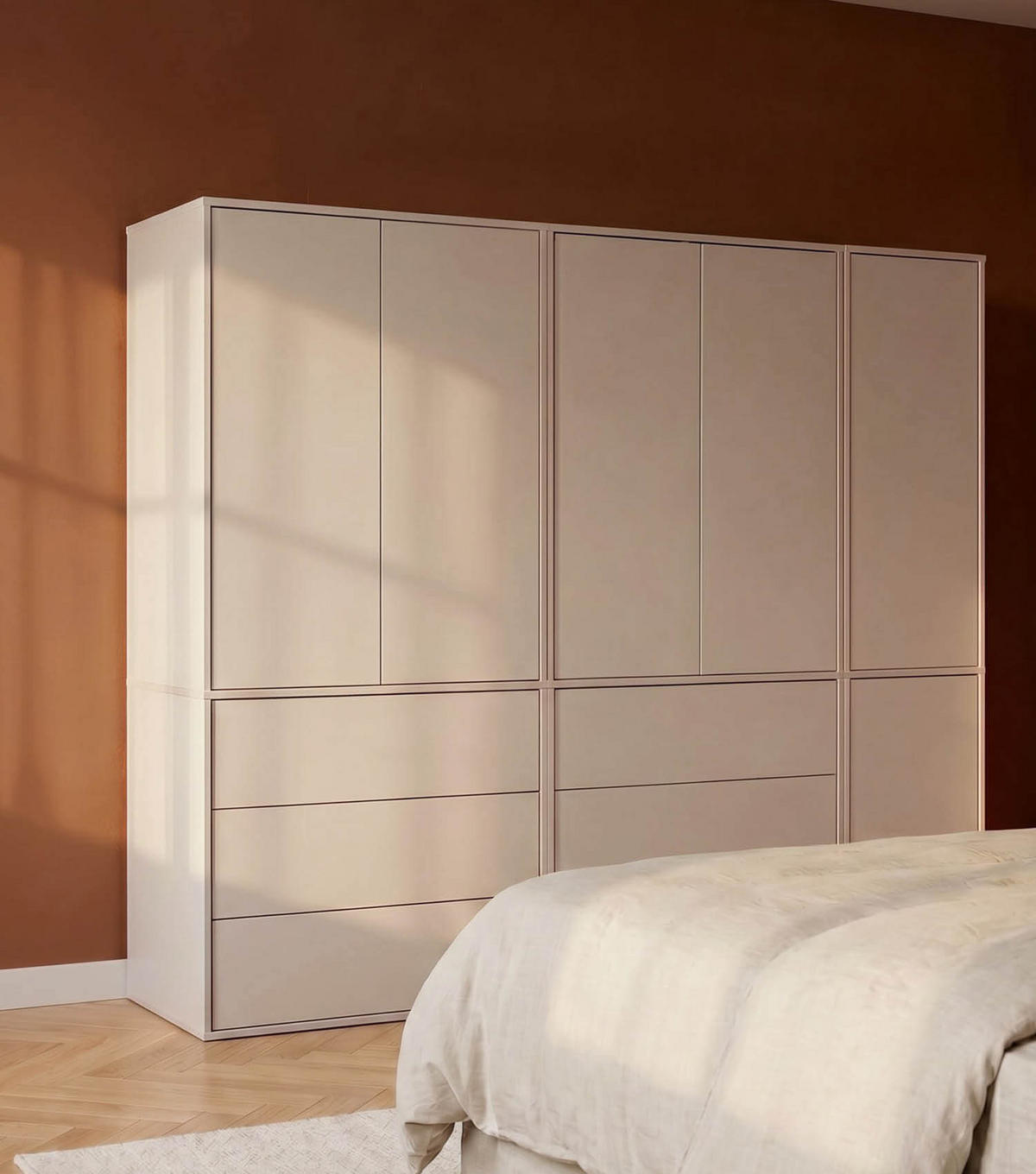 KLEIDERSCHRANK Der Robe - Beige, Holzwerkstoff (227/197/58cm) - Mokebo