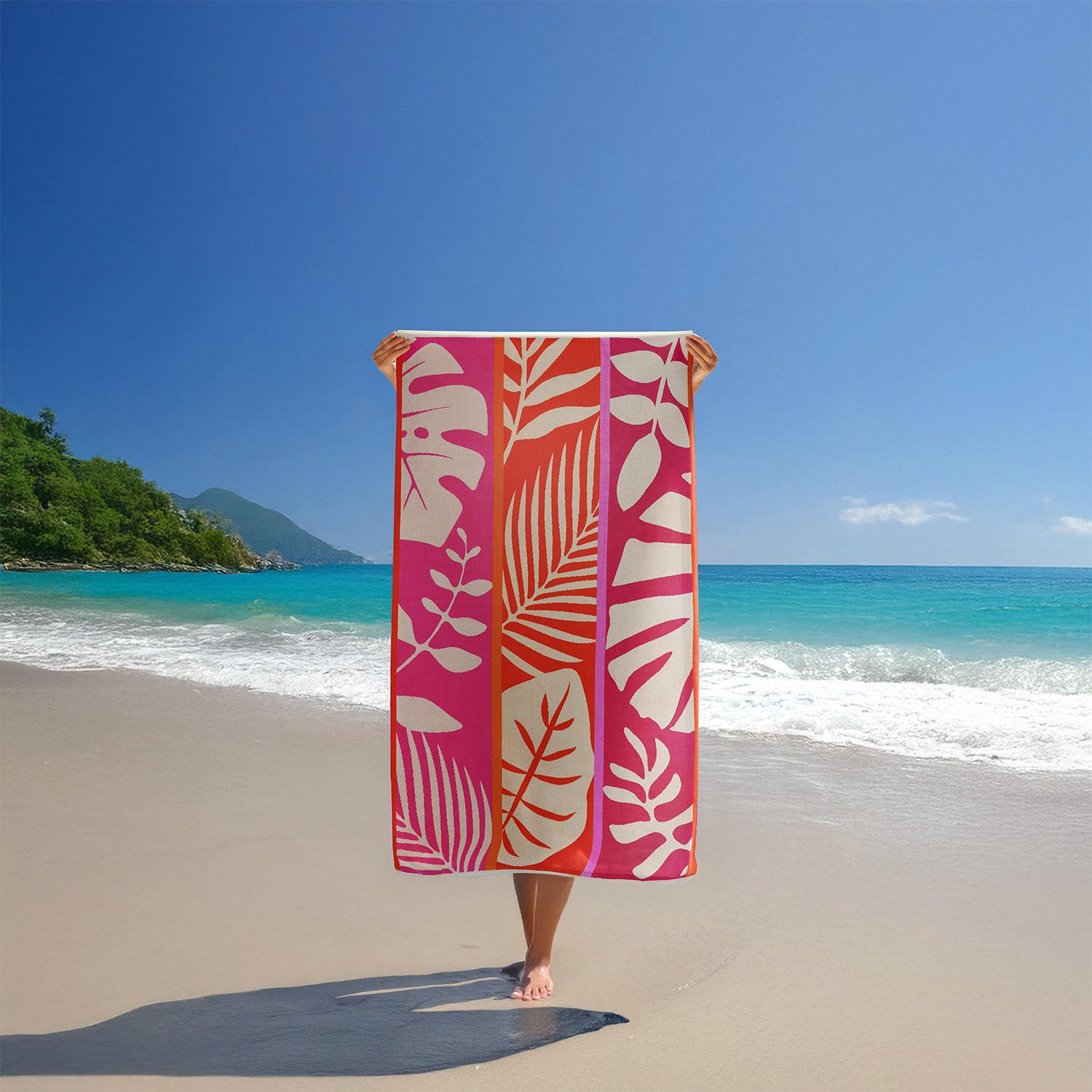 STRANDTUCH Frottee Samt Jacquard Rosa 100x175 470g/m² - Chincha - Pink, Textil (100/175cm) - LE COMPTOIR DE LA PLAGE