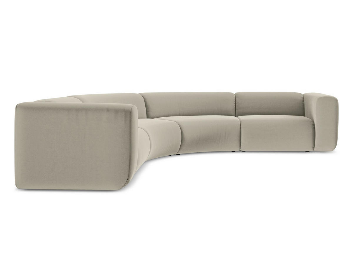 ECKSOFA Samt Stoff Creme - Perlmutt/Creme, Kunststoff/Textil (318/318cm) - Makamii